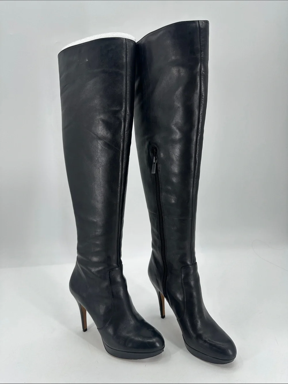 UEC Vince Camuto black over the knee stiletto leather boots 8.5 with box